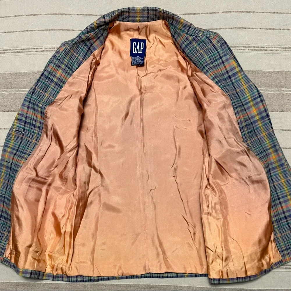 90s early Y2K prep coquette dark academia punkcore GAP vintage plaid blazer XS - Picture 4 of 5